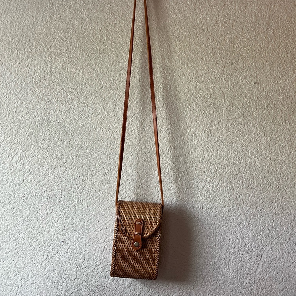 Anthropologie Rattan Phone Purse